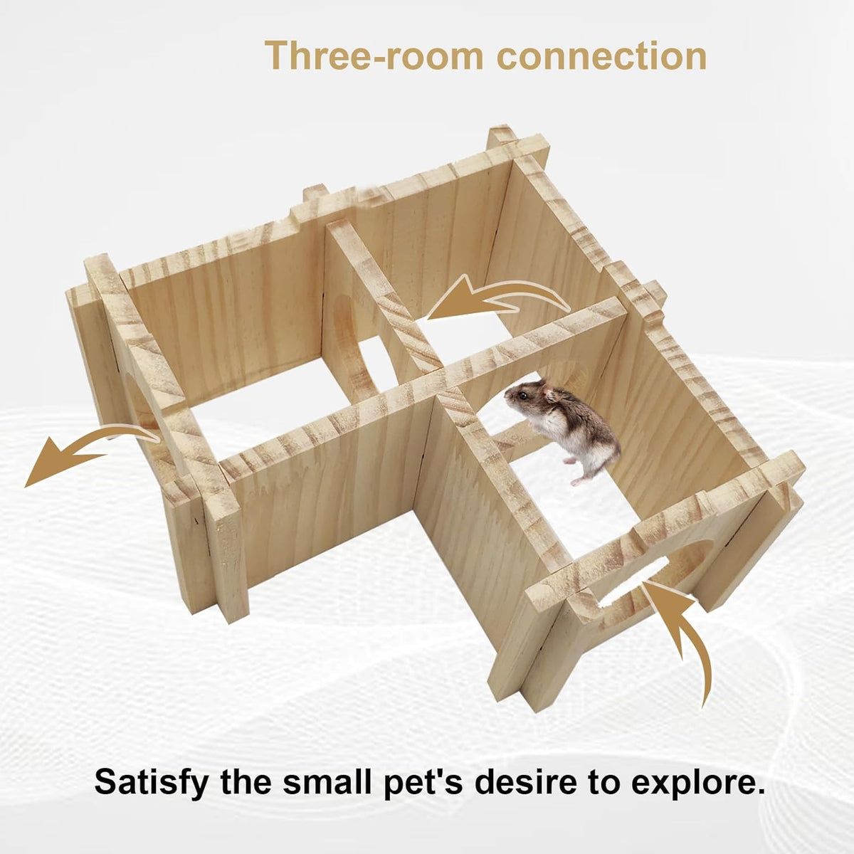 Wooden Hamster Hideout Hamster Wood House with Ladder Hides Platform Decor Detachable Small Animals