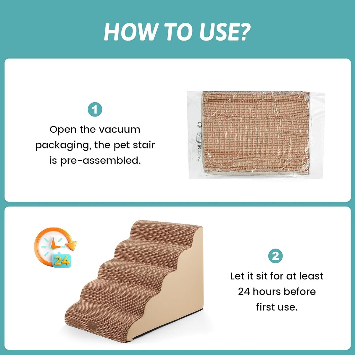 Extra Wide Dog Stairs 19.7" Width, Large Pet Step for Small Medium Dog, Puppy or Cat, Ramp for High