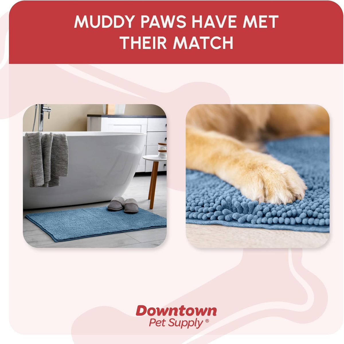 My Doggy Place Microfiber Dog Mat for Muddy Paws, 60" x 36" Faded Denim - Non-Slip, Absorbent and