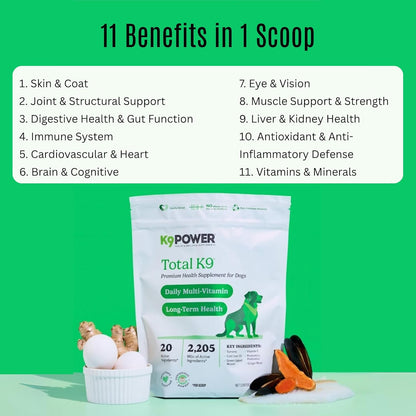 K9 Power Total K9 for Dogs 1lb - Supports Joint Health - Boosts Immune Function -Enhances Muscle