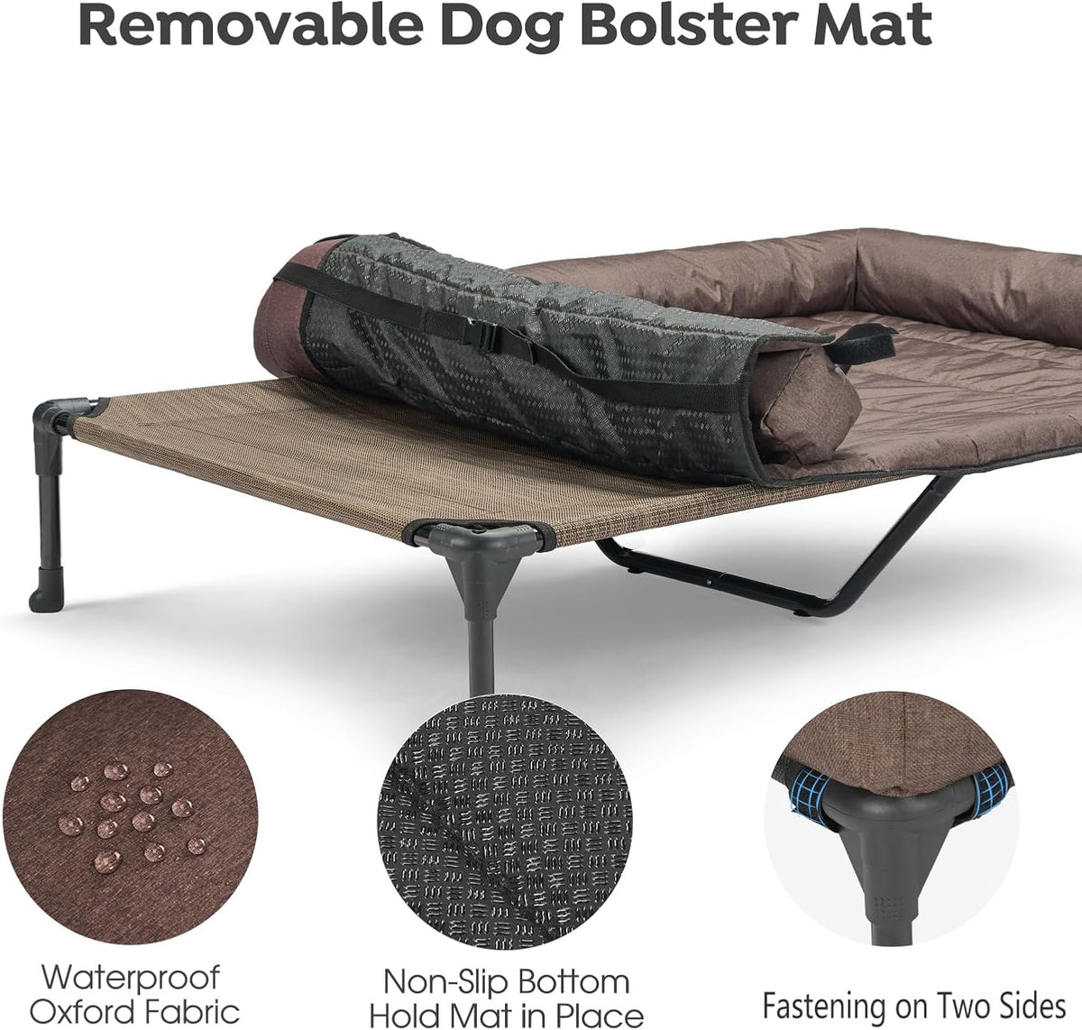 Veehoo Cooling Elevated Dog Bed Add Removable Waterproof Bolster Cushion Mat, Raised Pet Cot with