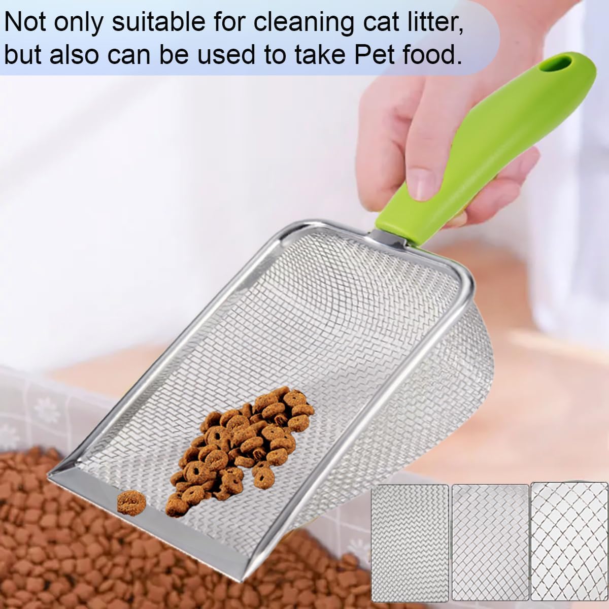 3PCS Stainless Steel Cat Litter Scoop,Litter Cleaner Corner Scoop Sand Sifter,Easy to Clean Cat