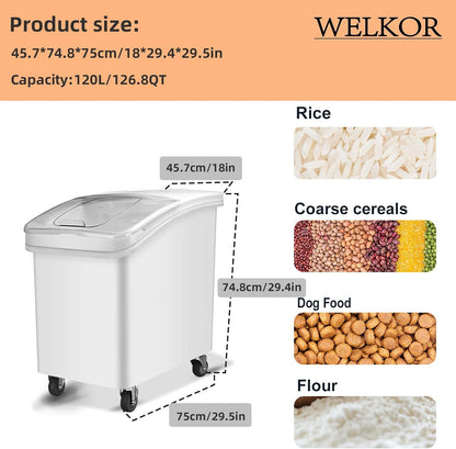 Ingredient Storage Bin,31 Gallon Dispenser Bin with Scoop for Dry Food, Sugar, Baking