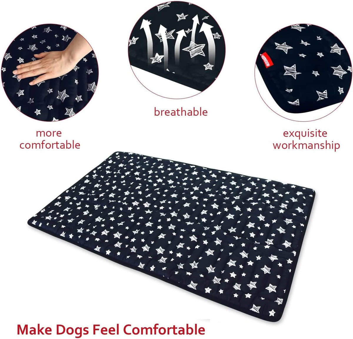 Dog Crate Mat (48" X 30"), Soft Dog Bed Mat with Cute Prints, Personalized Crate Pad, Anti-Slip