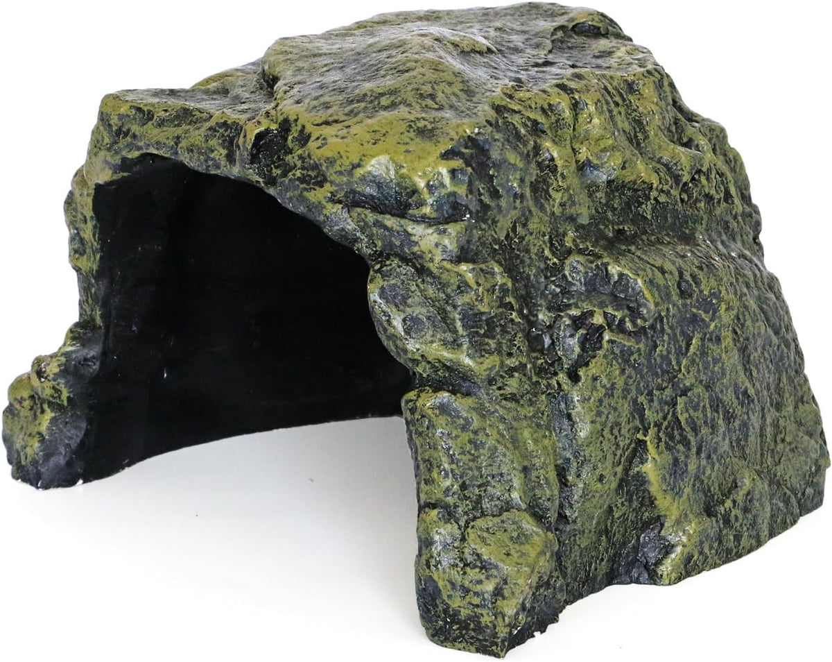 Rock Hide Cave for Reptiles, Amphibians Rock Den - Terrarium & Aquarium Decor, Great for Bearded