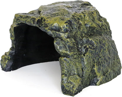 Rock Hide Cave for Reptiles, Amphibians Rock Den - Terrarium & Aquarium Decor, Great for Bearded
