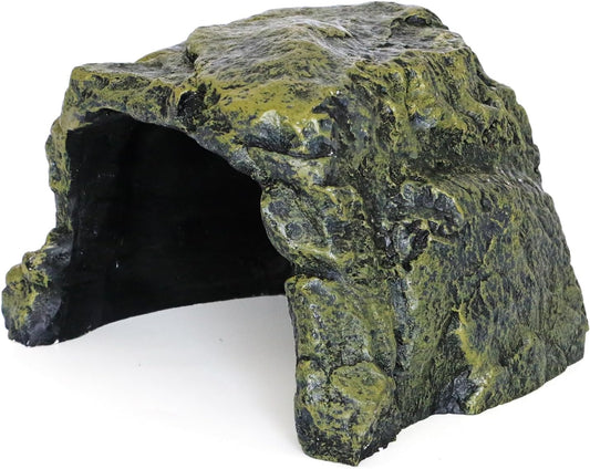 Rock Hide Cave for Reptiles, Amphibians Rock Den - Terrarium & Aquarium Decor, Great for Bearded