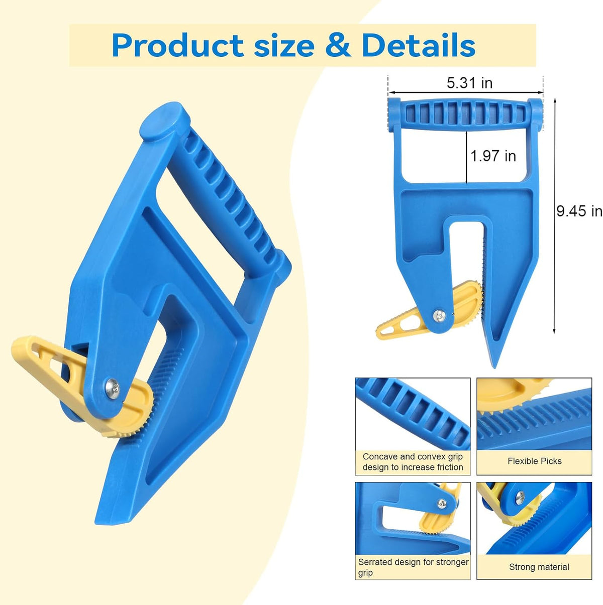 Heavy Duty Stall Mat Gripper, a Pair of Mat Mover Tool - Effortless Remover for Thick Rubber Mats