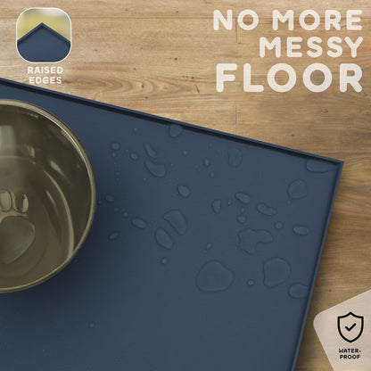 Dog Food Mat - 24x15 Raised Edges Dogs Mat for Food and Water Prevent Spill, Waterproof Cat Food