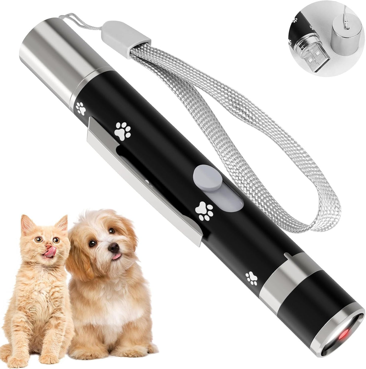 Cat Toys, USB Rechargeable Interactive Cat Mouse Toys, 3 Light Modes & 5 Adjustable Patterns
