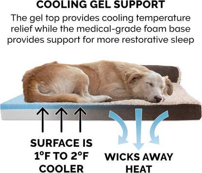 Furhaven Cooling Gel Dog Bed for Large/Medium Dogs w/ Removable Bolsters & Washable Cover, For Dogs