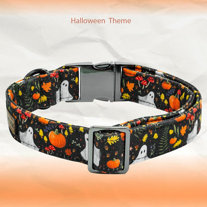 Elegant little tail Fall Dog Collars, Ghosts Pumpkin Print Halloween Pet Collar Puppy Male Cotton
