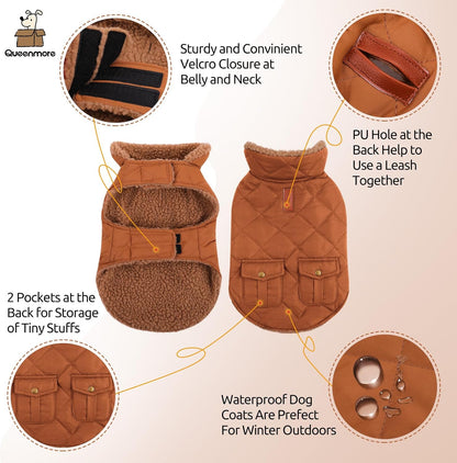 Queenmore Warm Coat for Cold Weather, Quilted Winter Jacket With Ultra Thick Plush Lining and
