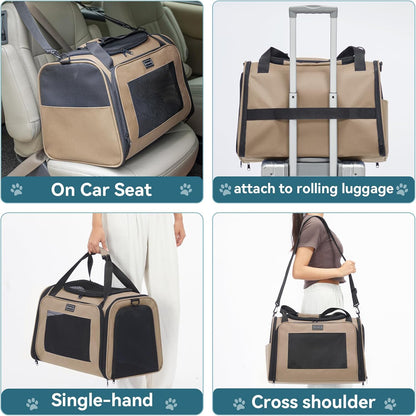 PETSFIT Dog Carrier Cat Carriers for Puppies, Medium Cats up to 25Lbs, Travel Soft Sided Pet