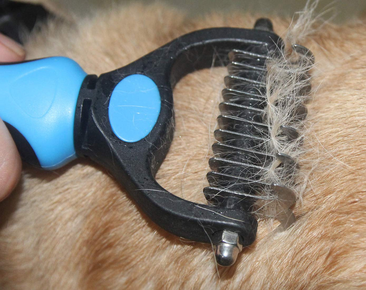 Maxpower Planet Pet Grooming Brush - Double Sided Dematting Undercoat Rake for Dogs and Cats, Extra