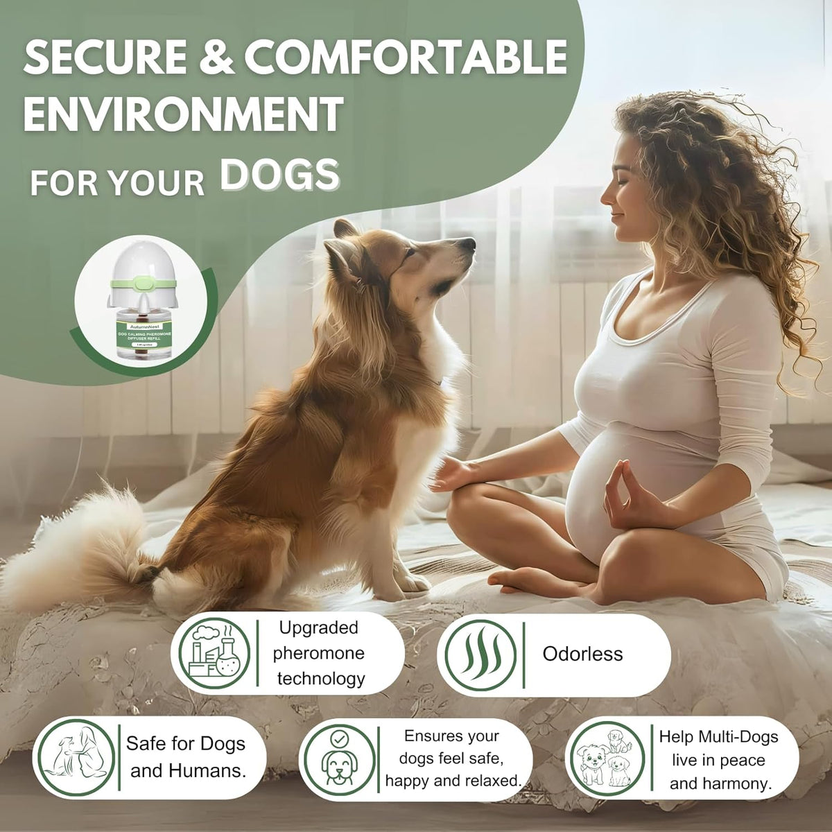 Dog Calming Pheromone Diffuser Kit, Pet Diffuser for Stress Support, Reduces Stress and Promotes