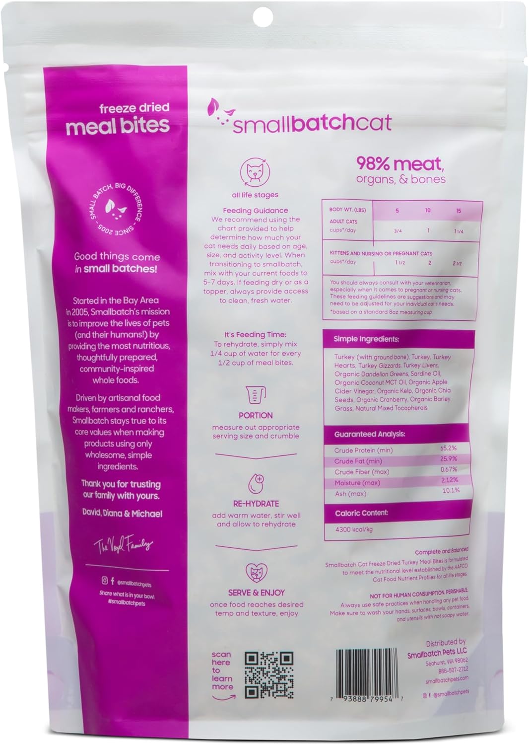smallbatch Pets Freeze Dried Cat Treats, Raw Dry Cat Food Bites, Turkey Recipe, High Protein Food