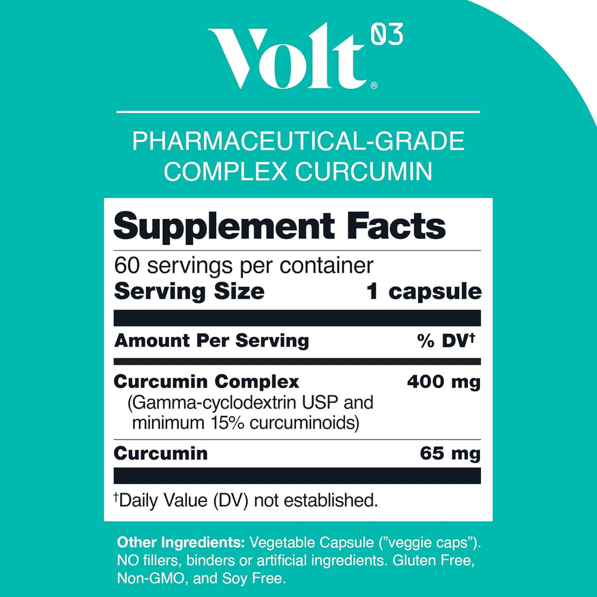 Organic Turmeric Curcumin Capsules, 400mg Complex Curcurmin - Pharmaceutical-Grade Curcumin
