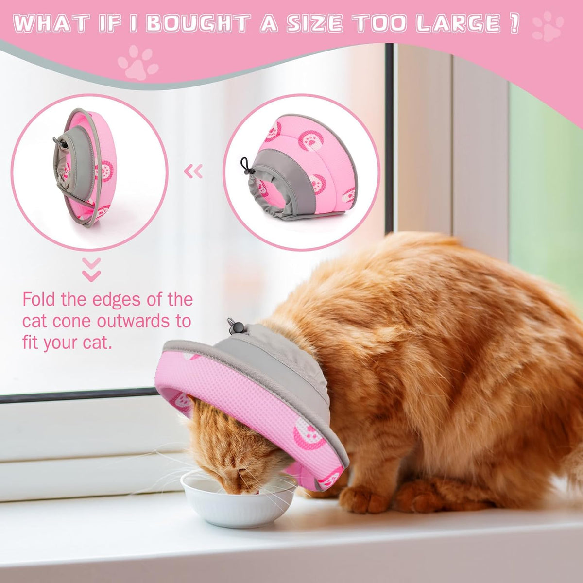 Cat Cone Collar Soft to Stop Licking After Surgery Cat Recovery Collar for Small Large Cats