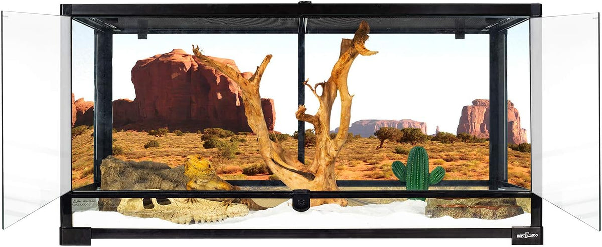 REPTI ZOO 50 Gallon Reptile Glass Terrarium Tank Double Hinge Door with Screen Ventilation Large