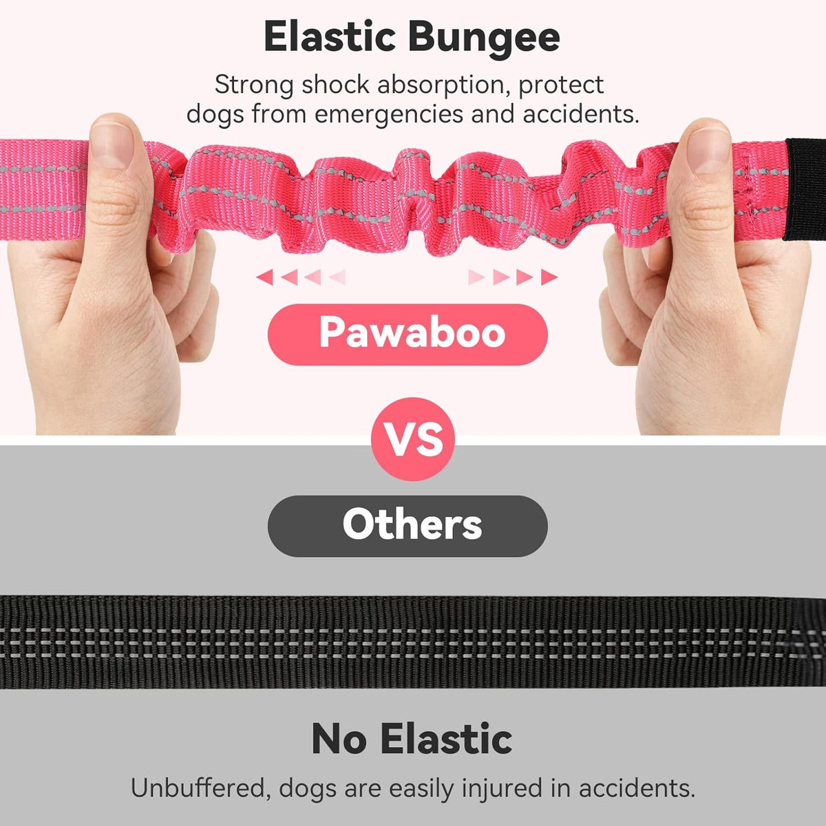 Pawaboo 2Pack Dog Seatbelt for Car, 3-in-1 Dog Car Seat Belt Bungee, Shockproof Dog Tether for Car