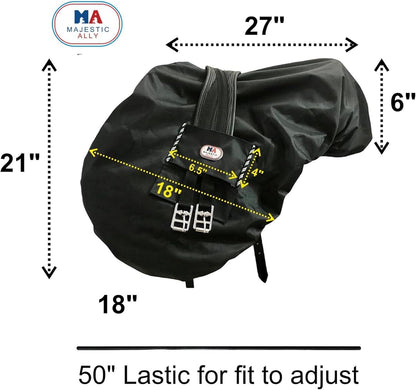 Majestic Ally Nylon Waterproof Fleece Lined Ride On English Saddle Cover-Multiple Color (Hunter