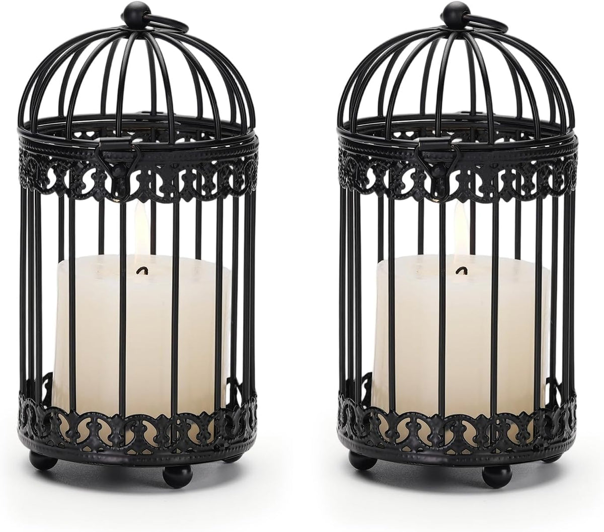 NUPTIO Vintage Bird Cage Decor: Decorative Bird Cage Candle Holder for Table - Hanging Metal Small