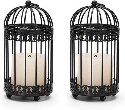 NUPTIO Vintage Bird Cage Decor: Decorative Bird Cage Candle Holder for Table - Hanging Metal Small