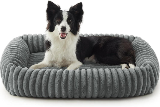 Dog Beds Large Sized Dog, Washable Orthopedic Pet Bed with Removable Cover, Rectangle Soft Calming