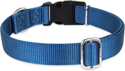 Hyhug Small Dog Collar Quick-Release Blue| Heavy-Duty Nylon Puppy Collar, Adjustable & Durable Pet