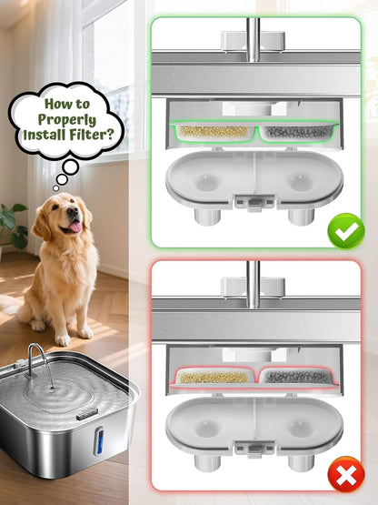 Large Dog Water Fountain 14L/3.7Gal, Stainless Steel Pet Fountain for Large Dogs and Multi-Pets