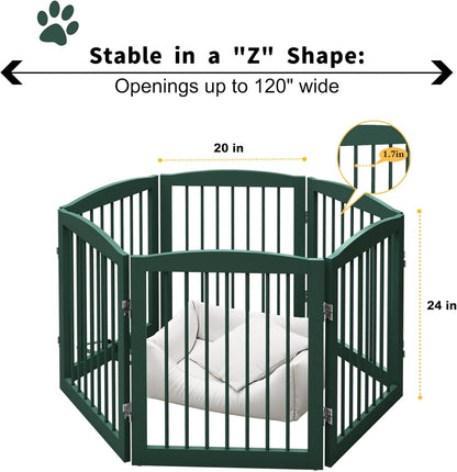Freestanding Pet Gate for Dogs, Foldable Wooden Dog Gate for House, Extra Wide Indoor Pet Barrier