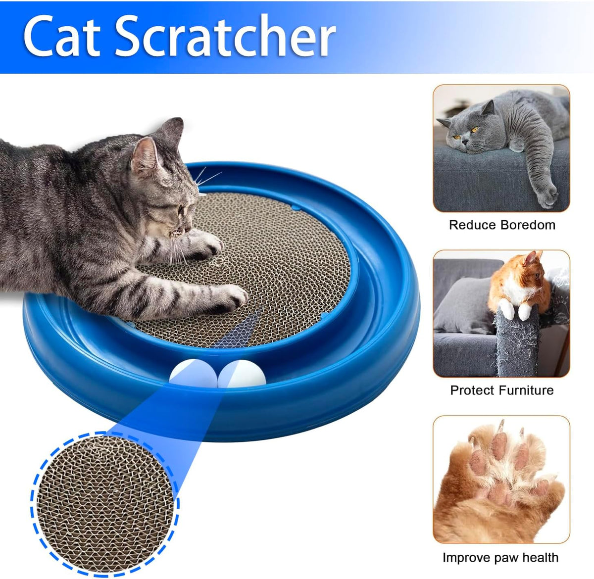 Interactive Cat Ball Track Toy for Indoor Cats, Cat Scratching Board & Exercise Set for Bored