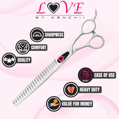 Kenchii Love Dog Grooming Scissors, 22 Tooth Blender Shears, Dog Scissors for Grooming