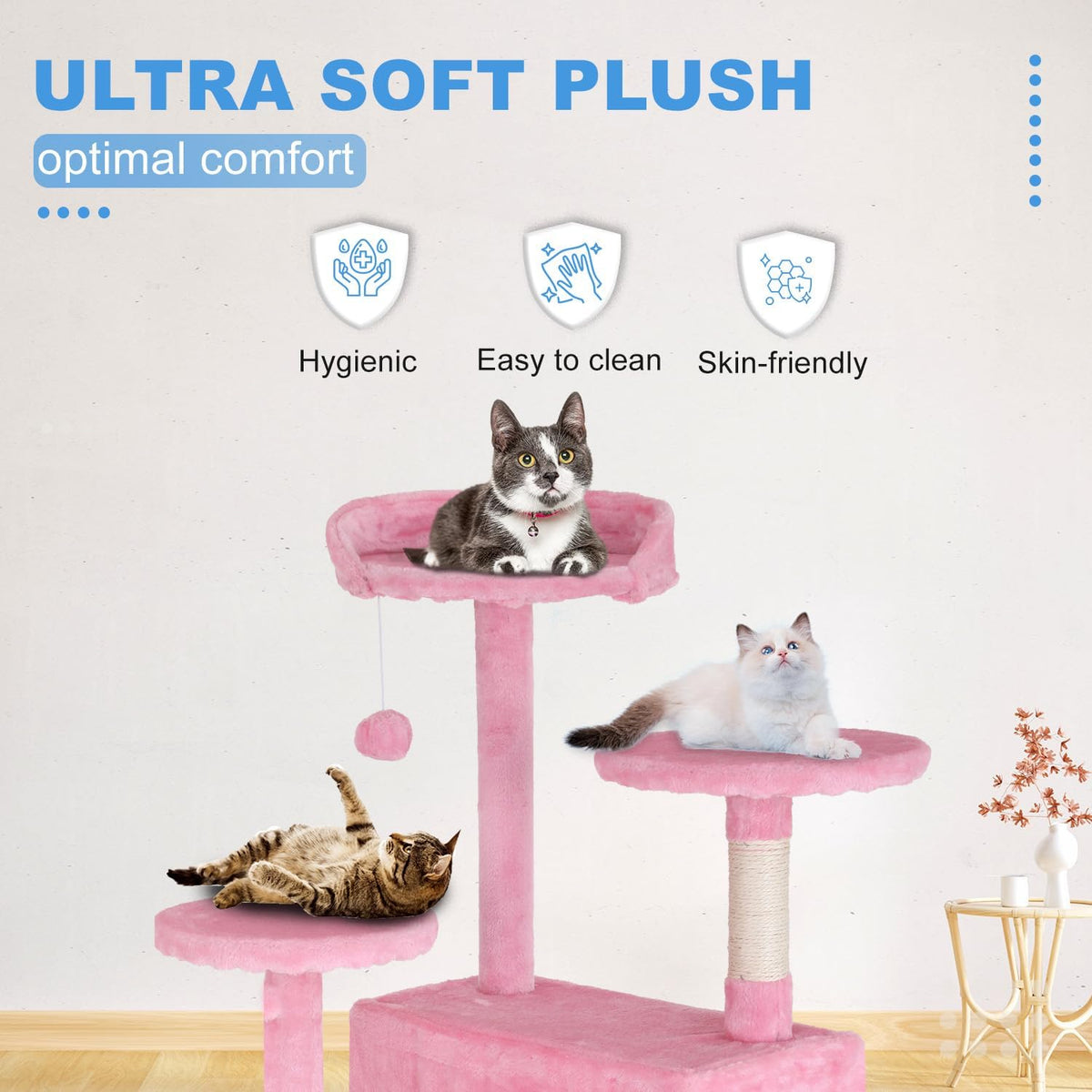 FDW Cat Tree 54in Cat Tower Multi-Level Durable Cat Scratching Post & Cozy Fun Cat Jumping Platform