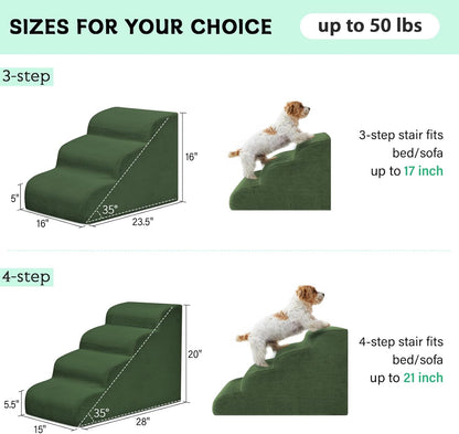 Dog Steps for Small Dogs, 3-Step Pet Ramp Stairs for High Beds and Sofa, Non-Slip Pet Stairs for