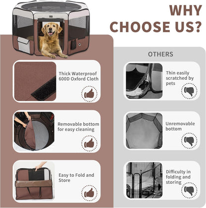 DONORO Dog Playpen Portable Pet Play Pens for Small Dog/Cat/Rabbit/Chicks, Cat Playpen