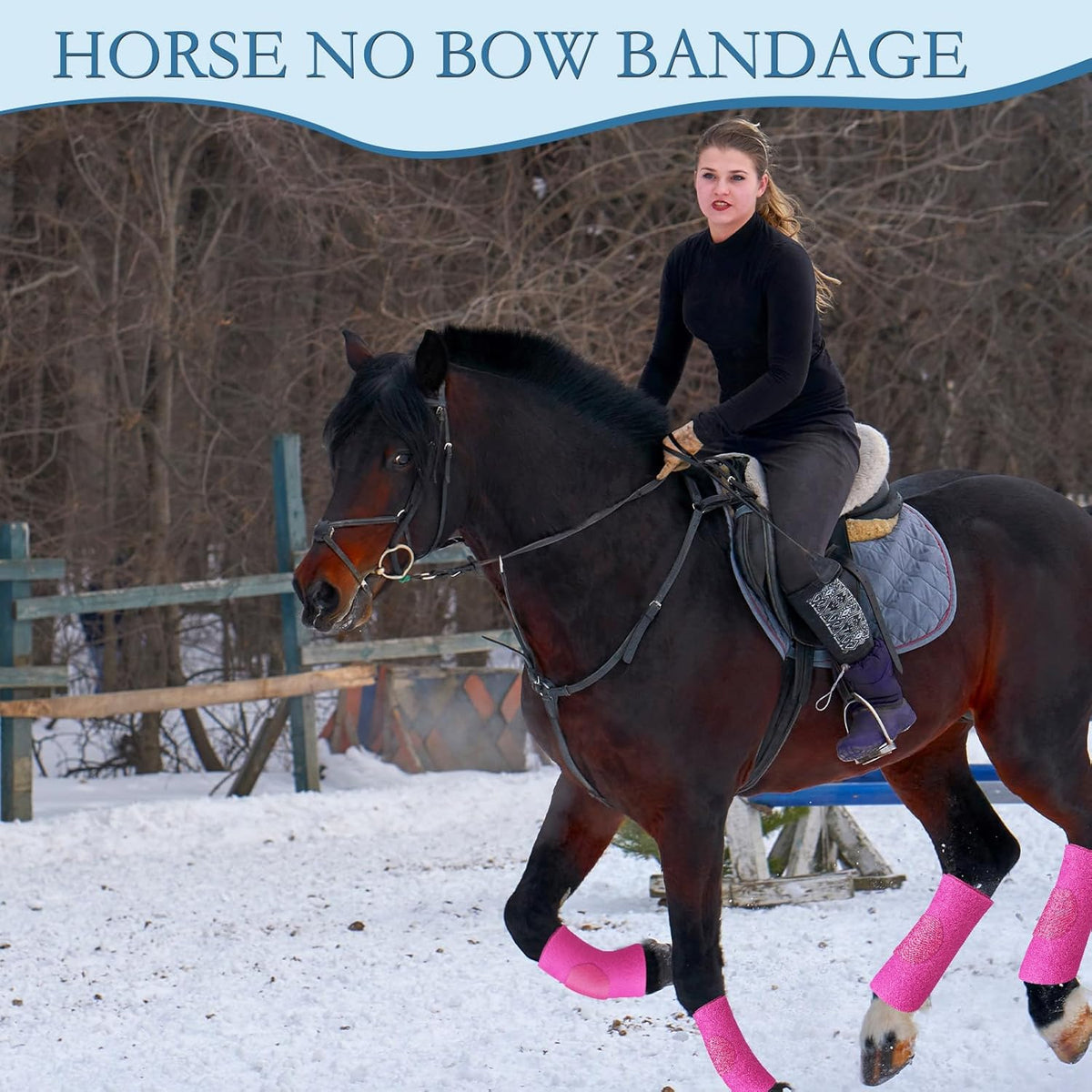 Set of 4 Horse No Bow Bandage 3D Contoured Standing Wrap Bandages Stable Nylon Horse Leg Wraps for