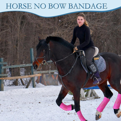 Set of 4 Horse No Bow Bandage 3D Contoured Standing Wrap Bandages Stable Nylon Horse Leg Wraps for