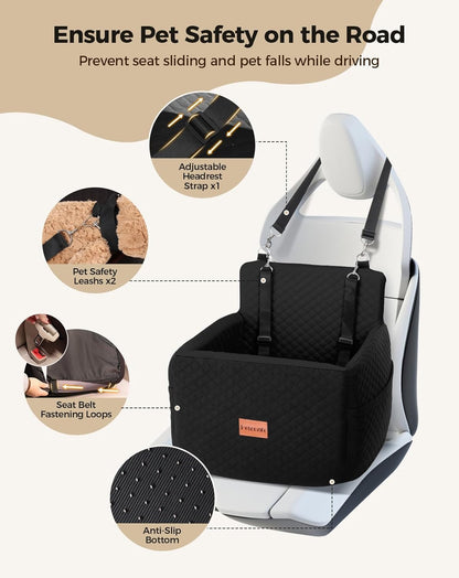 Dog Car Seat for Small & Medium Dogs Under 35lbs, Detachable & Washable Pet Car Seat, Interior