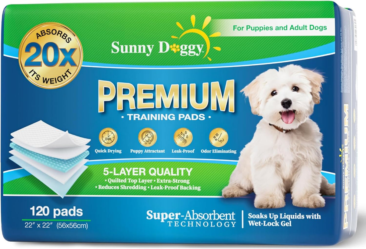 Pee Pads for Dogs Large 22”x 22”, 120 Count Puppy Pads Pet Training Pads Disposable Upgraded Odor