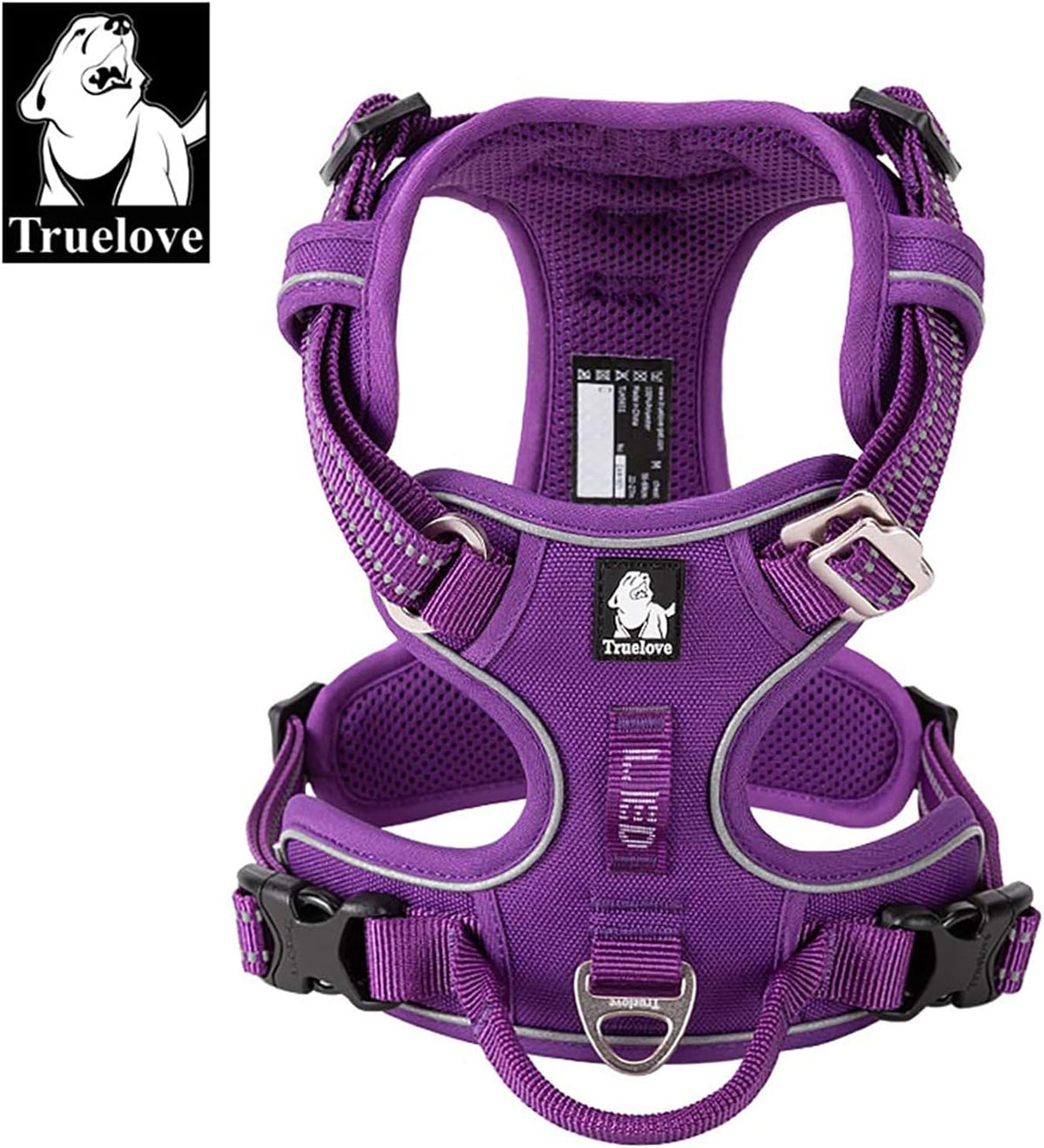 TRUE LOVE Dog Harness No Pull Nylon Reflective Pet Harness Adjustable Comfortable Control Step-in