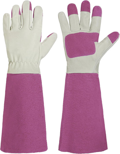 HANDLANDY Rose Pruning Gardening Gloves for Men & Women, Thornproof Long Gauntlet Gloves, Pigskin