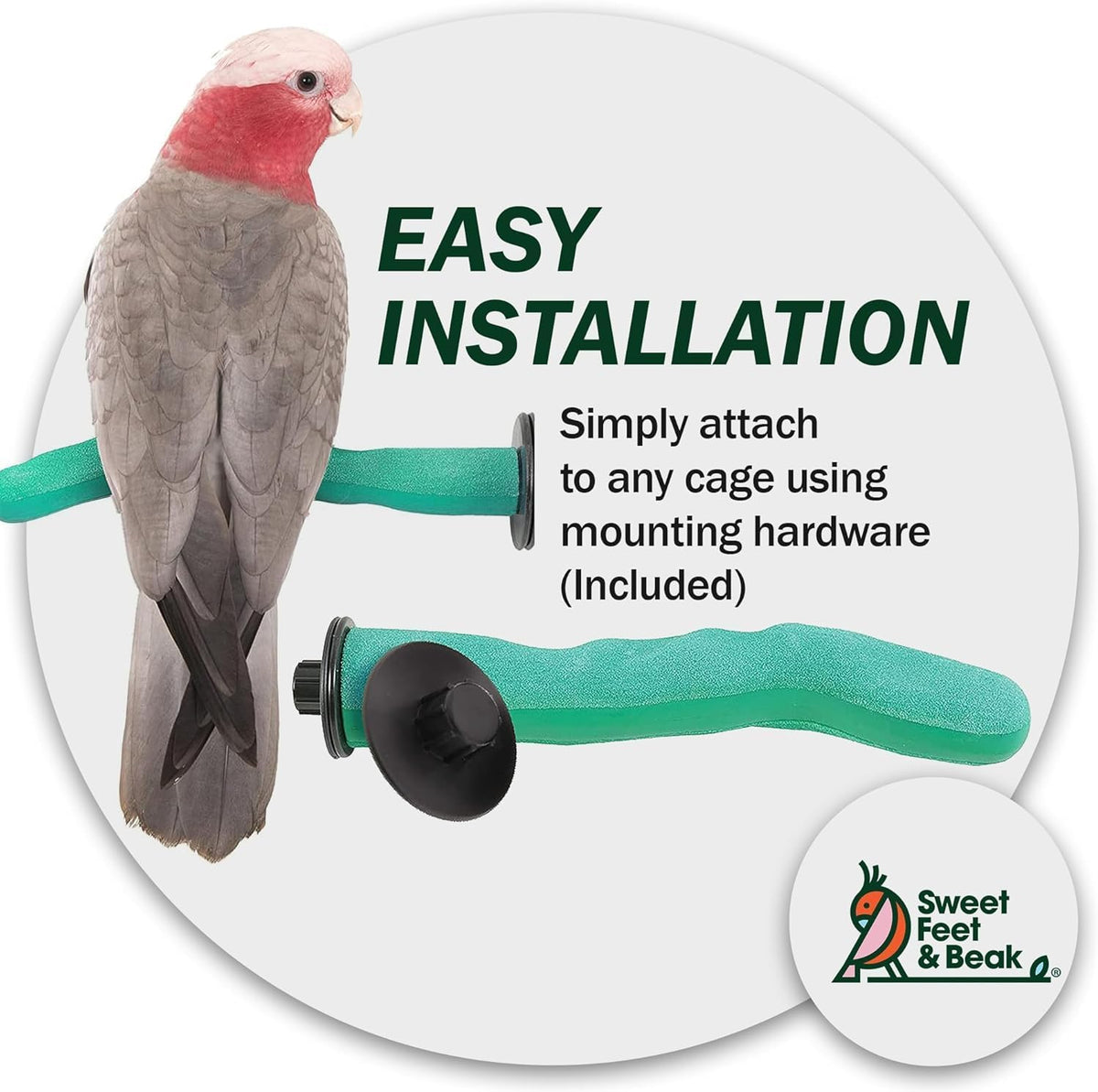Brid Cage Safety Pumice Perch - Trims Nails and Beak - Promotes Healthy Nails and Beaks - Safe