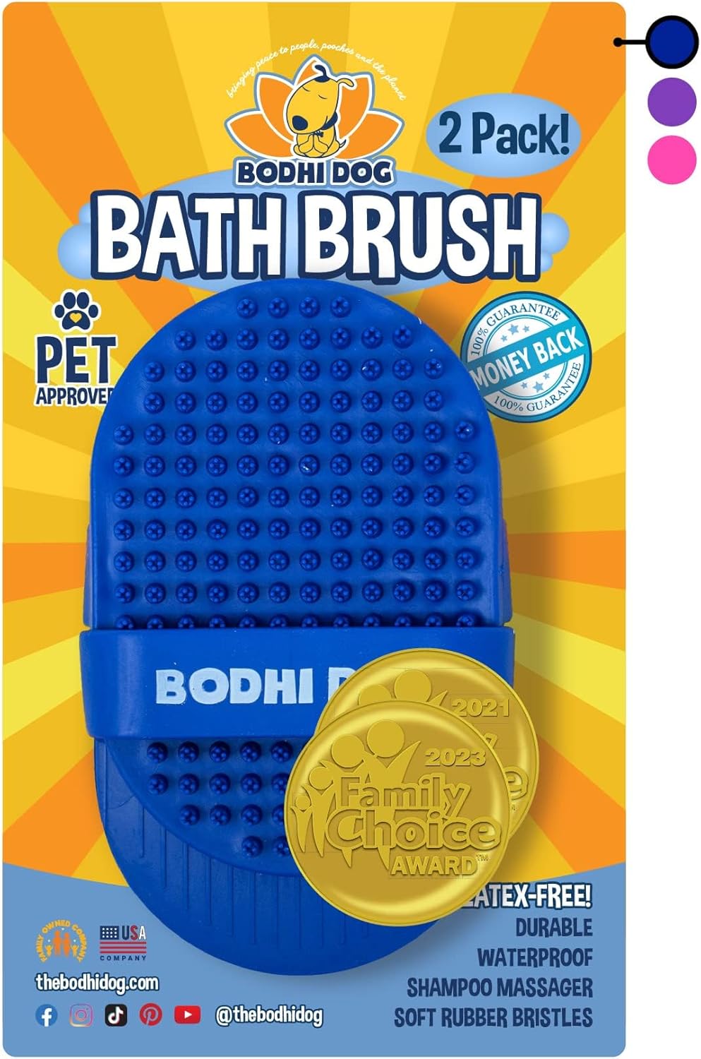 Bodhi Dog Shampoo Brush - Pet Grooming & Bath Supplies for Dogs and Cats - Bath Brush for Long &