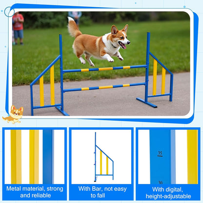 Agility Wing Jumps with Bar Dog Training Hedge Adjustable Pet Hurdles Jump Bars for Indoor Outdoor
