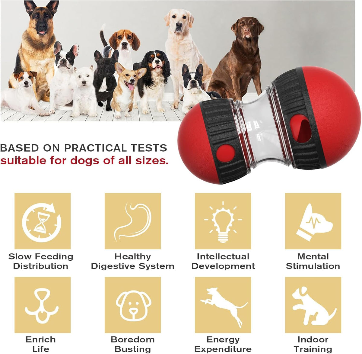 Dog Food Puzzle Toy Adjustable Treat Dispensing Food Dispenser Slow Feeder Bowls Puppy Enrichment