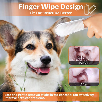 OBSEDE Dog & Cat Ear Wipes, 60 Count Finger Wipes for Gentle Cleaning & Itch Relief - Fresh Coconut
