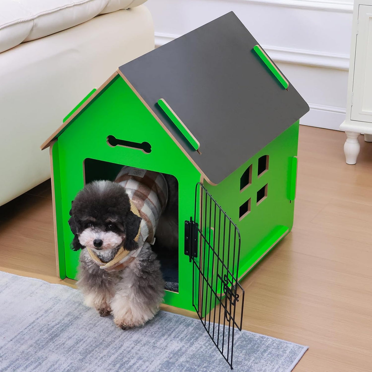 Dog House Indoor for Small Dogs or Cats, Cozy Wooden Design, Small Indoor Bed House, with Air Vents