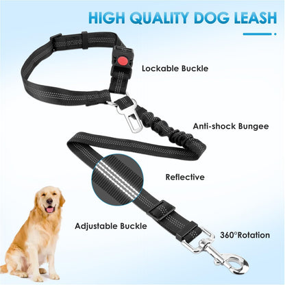 Lukovee Dog Seatbelt Leash for Cars, 2 Pack Pet Safety Car Seat Belt with Adjustable Buckle &